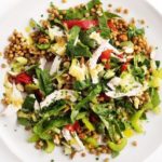 Lentil Shredded Spinach and Poached Chicken Salad